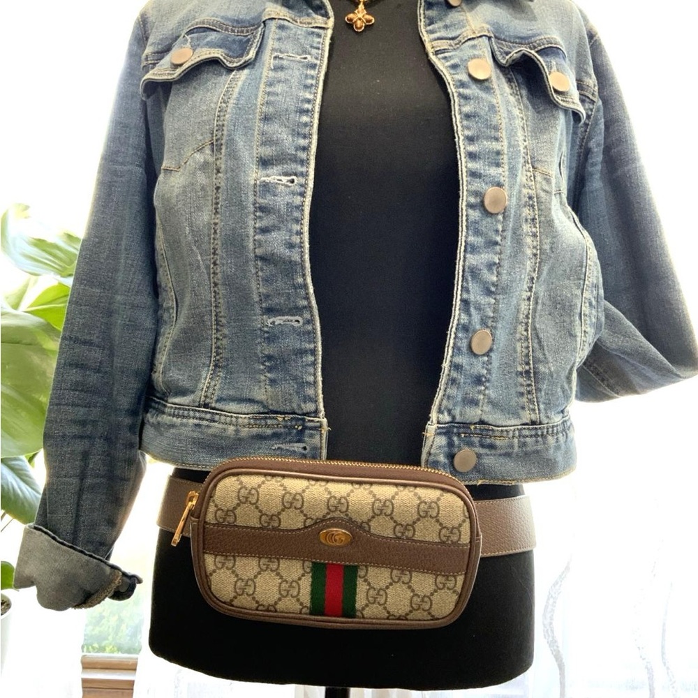 Gucci Ophidia GG Supreme Belt Bag Web Beige Brown 519308 + Dust Bag - Picture 4 of 10